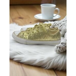Chuck Taylor Converse Girl’s US 3 Gold Glitter Lace Up Sneakers